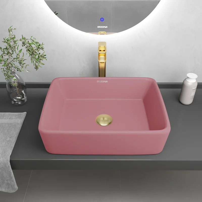 Раковина Grossman GR-3016PIM (480*370*130) РОЗОВАЯ МАТОВАЯ