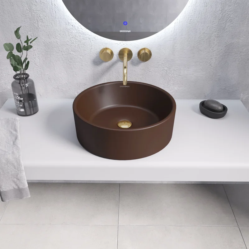 Раковина Grossman GR-3013BRM (410*410*150) КОРИЧНЕВАЯ МАТОВАЯ