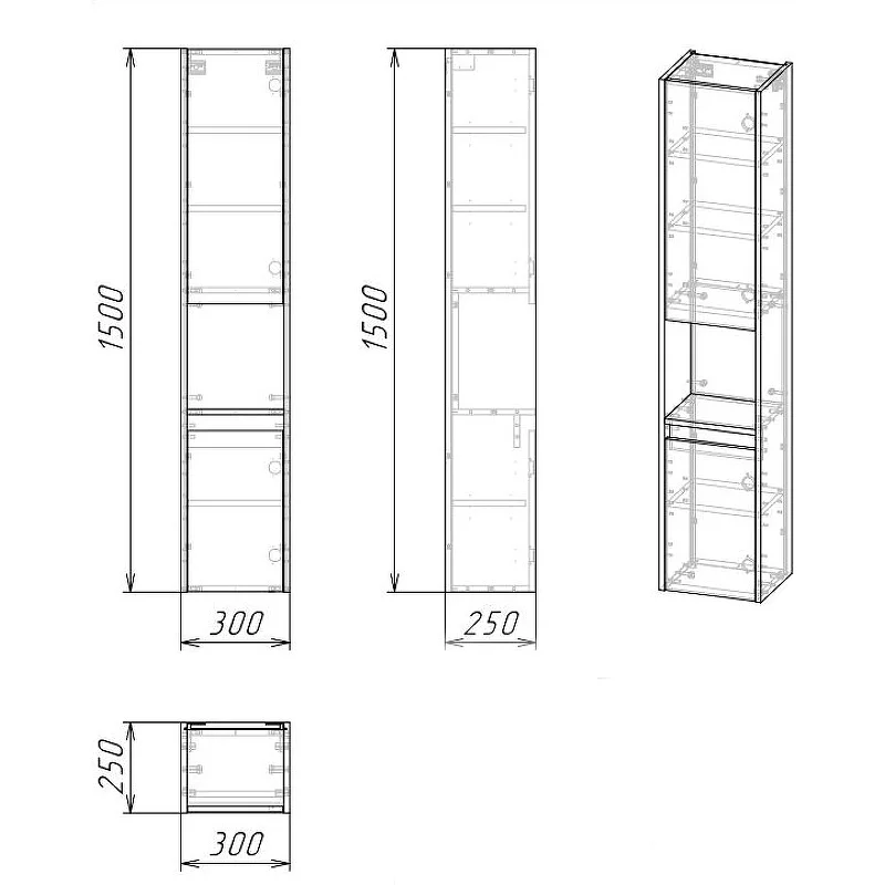 Шкаф-пенал GROSSMAN подвесной "ТЕНЗА-30 см" Пр. веллингтон