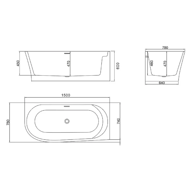 Акриловая ванна BELBAGNO BB410-1500-780-L