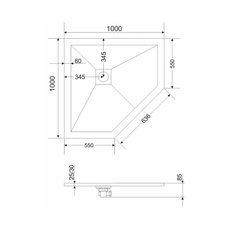 Экран Grossman черный металлический для поддона трапеция GR-S2100100D (100*100*) Strong