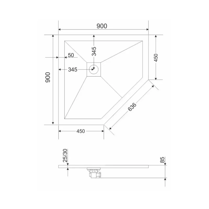 Экран Grossman черный металлический для поддона трапеция GR-S29090D (90*90) Strong