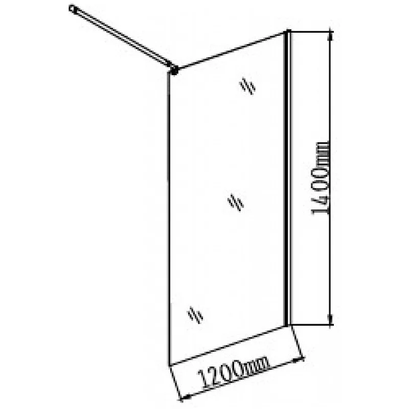 Шторка для ванны Grossman GR-103 (120*140) алюминиевый профиль, стекло ПРОЗРАЧНОЕ 6мм 1 место