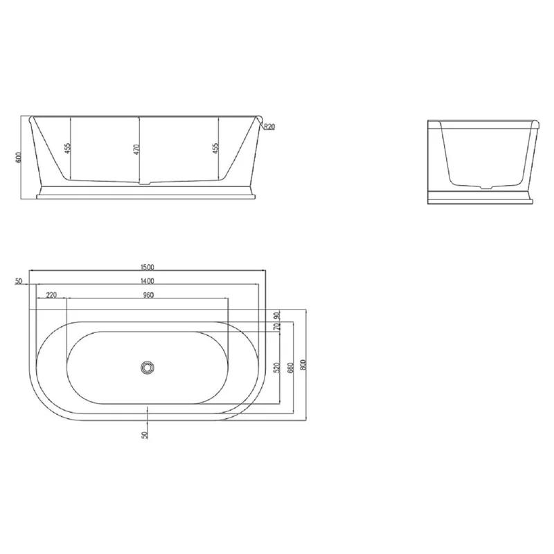 Акриловая ванна BELBAGNO BB408-1500-800