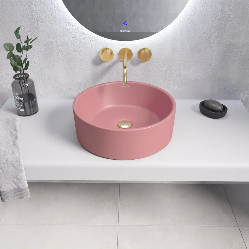 Раковина Grossman GR-3013PIM (410*410*150) РОЗОВАЯ МАТОВАЯ
