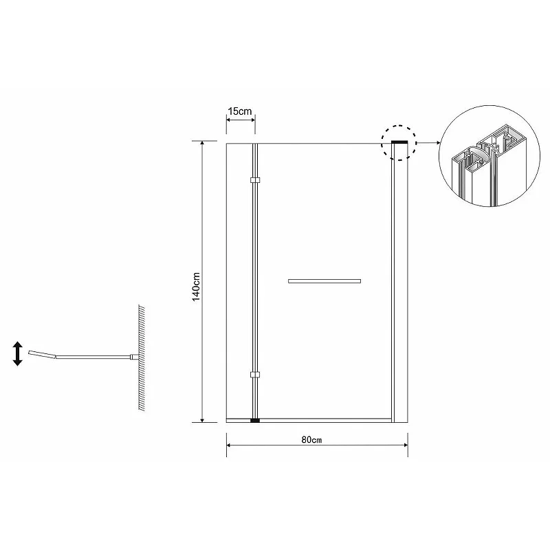Шторка для ванны Grossman GR-108 (15х80*140) алюминиевый профиль, стекло ПРОЗРАЧНОЕ 6мм 1 место