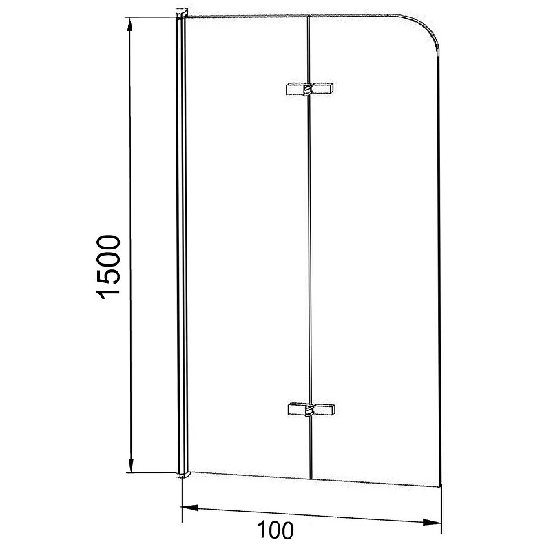 Шторка для ванны Grossman GR-106/100 (100х150) алюминиевый профиль, стекло ПРОЗРАЧНОЕ 6мм 1 место