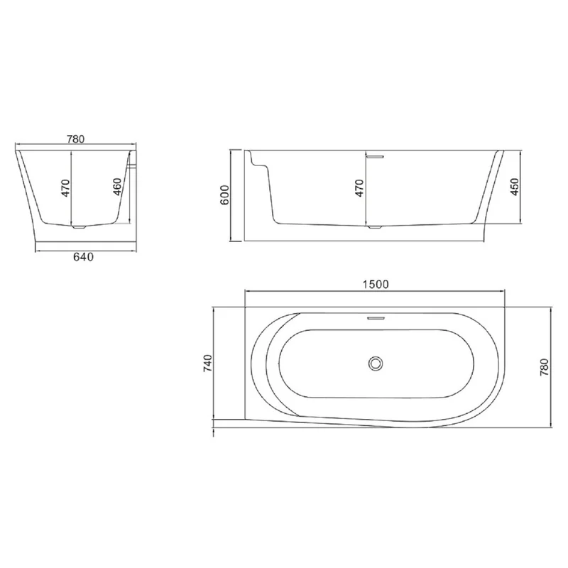 Акриловая ванна BELBAGNO BB410-1500-780-R