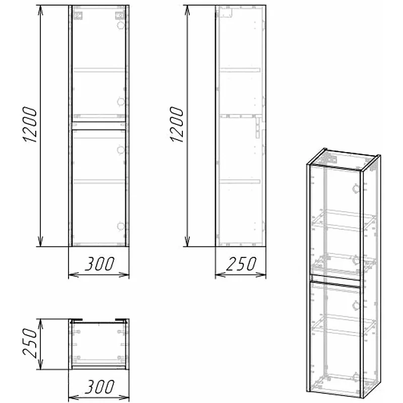 Шкаф-пенал GROSSMAN подвесной "СМАРТ-30 см" универсал. веллингтон/графит