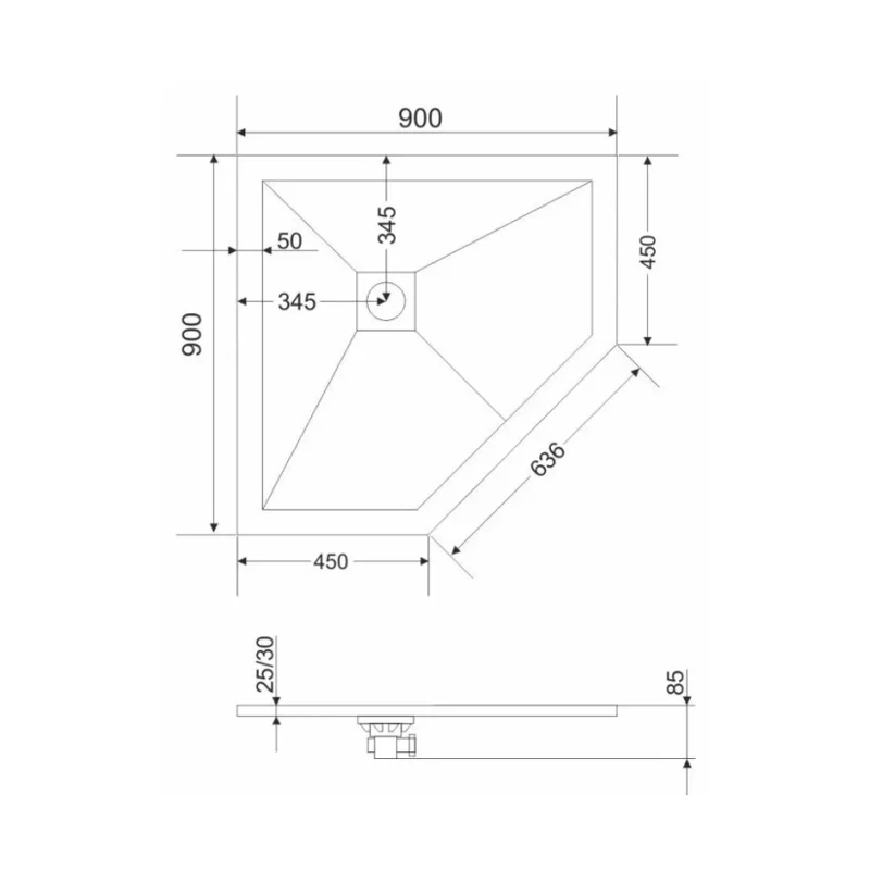Экран Grossman белый металлический для поддона трапеция GR-S19090D (90*90) Strong