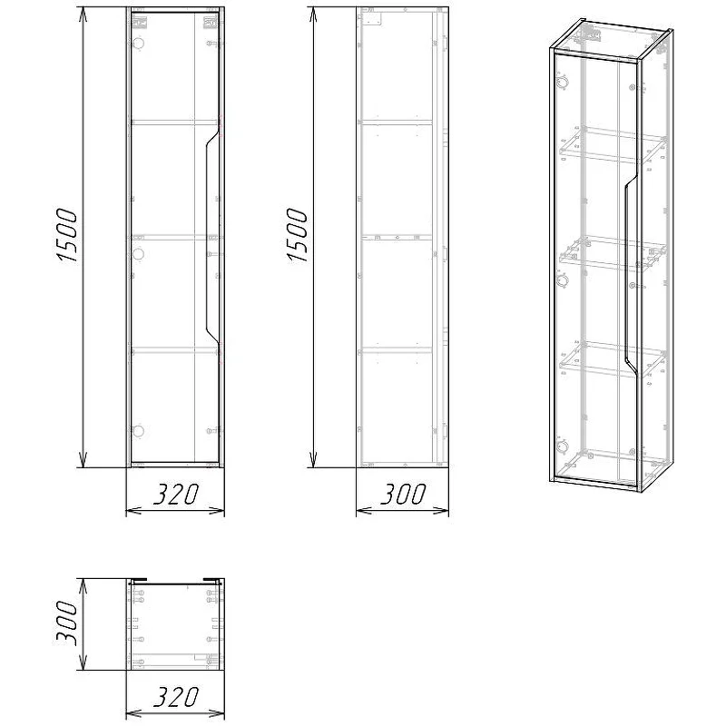 Шкаф-пенал GROSSMAN подвесной "ЛАЙФ-32 см" универсал. винтажное дерево темное/графит