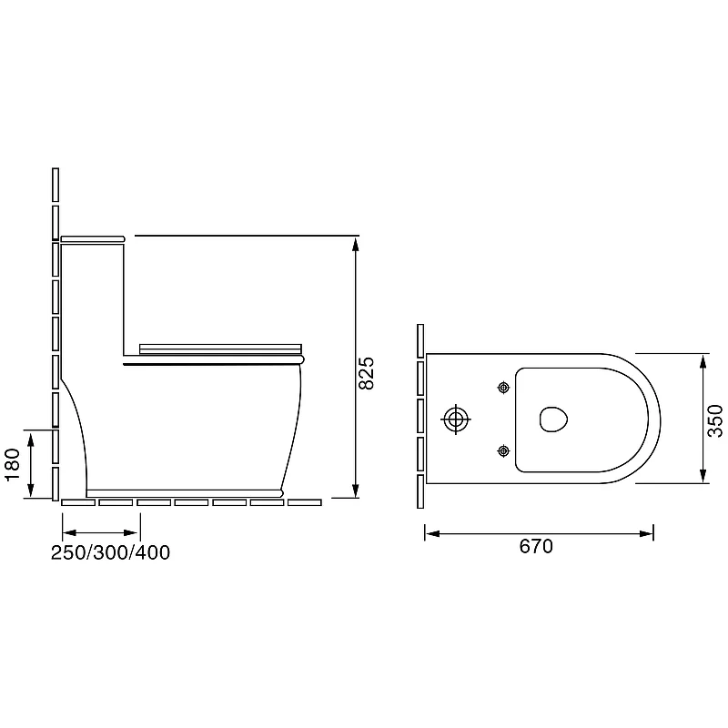 Унитаз GR-4492S Retro (670*350*825) МОНОБЛОК напольный БЕЗОБОДКОВЫЙ с тонкой крышкой, 1 место