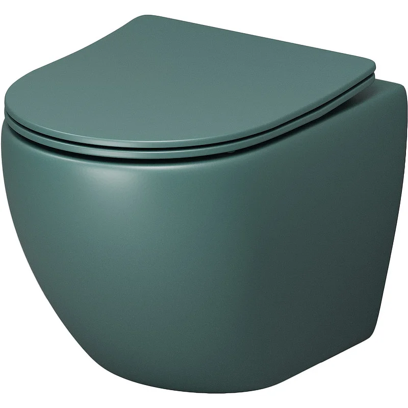 Унитаз GR-4455OLMS Color (485*360*375) ЗЕЛЕНЫЙ МАТОВЫЙ подвесной БЕЗОБОДКОВЫЙ с тонкой крышкой Унитаз GR-4455OLMS Color (485*360*375) ЗЕЛЕНЫЙ МАТОВЫЙ подвесной БЕЗОБОДКОВЫЙ с тонкой крышкой