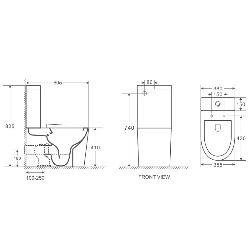 Унитаз GR-4450SQ (605*380*825) напольный, безободковый,СМЫВ ТОРНАДО БЕСШУМНЫЙ, 2 места