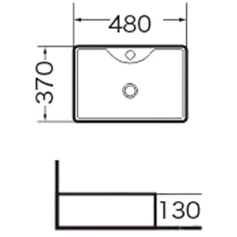 Раковина Grossman 48 x 37 см прямоугольная, накладная, отверстие под смеситель, GR-3017