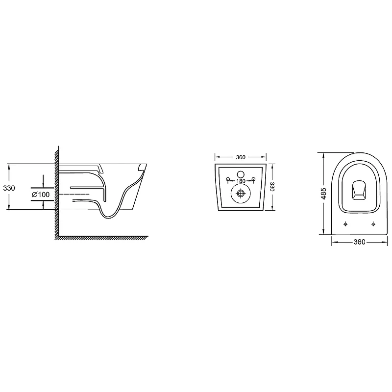 Унитаз GR-4477SQ (490*370*360) подвесной безободковый СМЫВ ТОРНАДО БЕСШУМНЫЙ 1 место