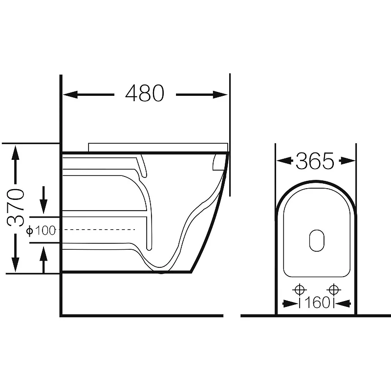 Унитаз GR-4455BBLS (480*365*370) ЧЕРНЫЙ подвесной БЕЗОБОДКОВЫЙ с тонкой крышкой