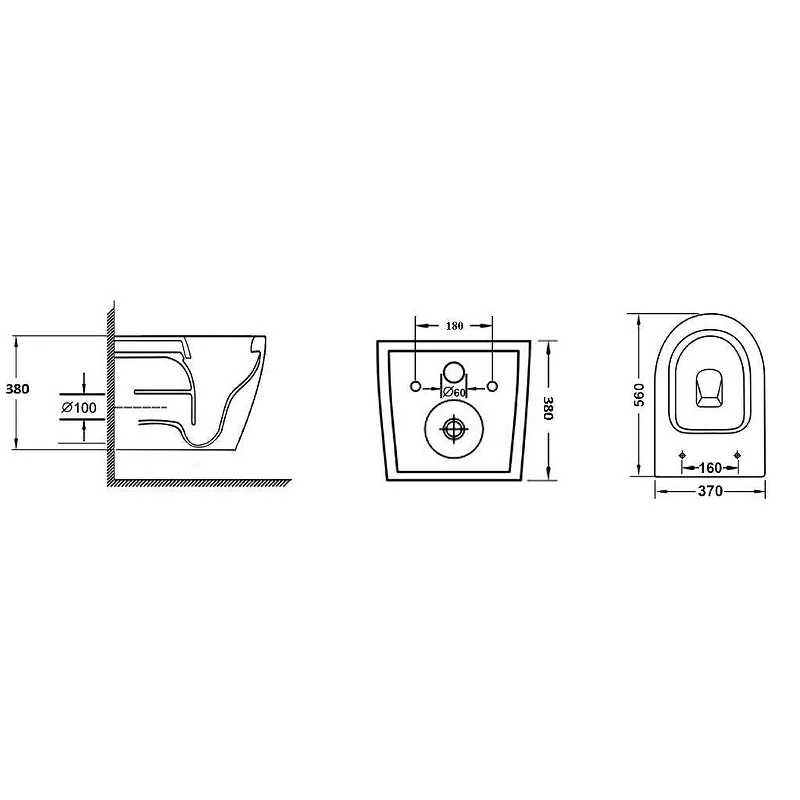 Унитаз GR-4411S (560*360*350) подвесной БЕЗОБОДКОВЫЙ с тонкой крышкой