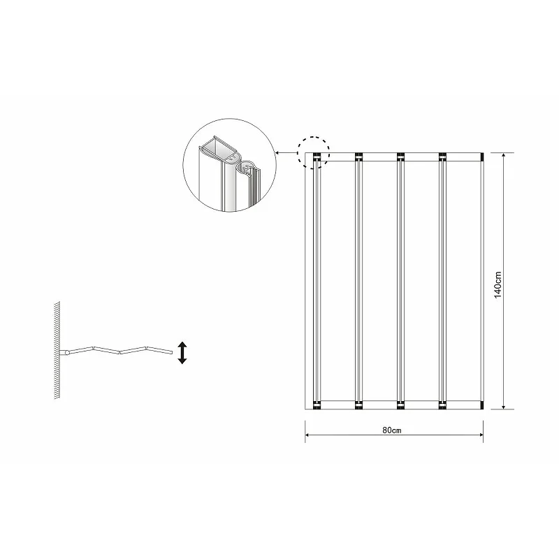 Шторка для ванны Grossman GR-107 (80*140) алюминиевый профиль, стекло ПРОЗРАЧНОЕ 4мм 1 место