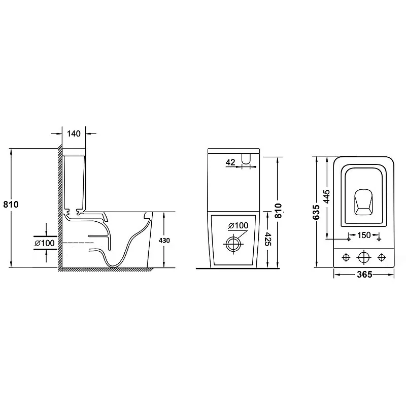 Унитаз GR-4445S-1 (635*365*810) напольный с тонкой крышкой из 2 мест