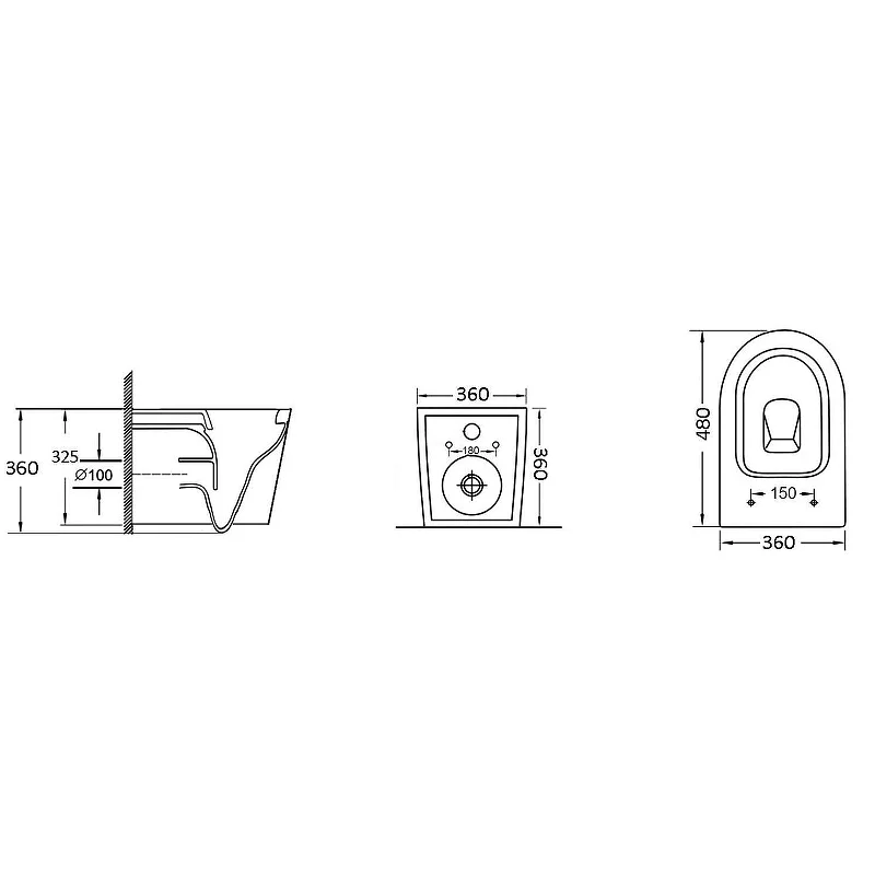 Унитаз GR-4477BMS (480*360*360) подвесной БЕЗОБОДКОВЫЙ черный матовый с тонкой крышкой