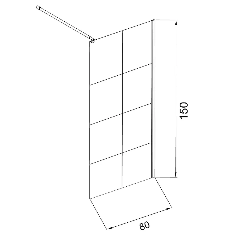 Шторка для ванны Grossman GR-105/80BLACK (80х150) алюминиевый профиль, стекло ПРОЗРАЧНОЕ 6мм 1 место