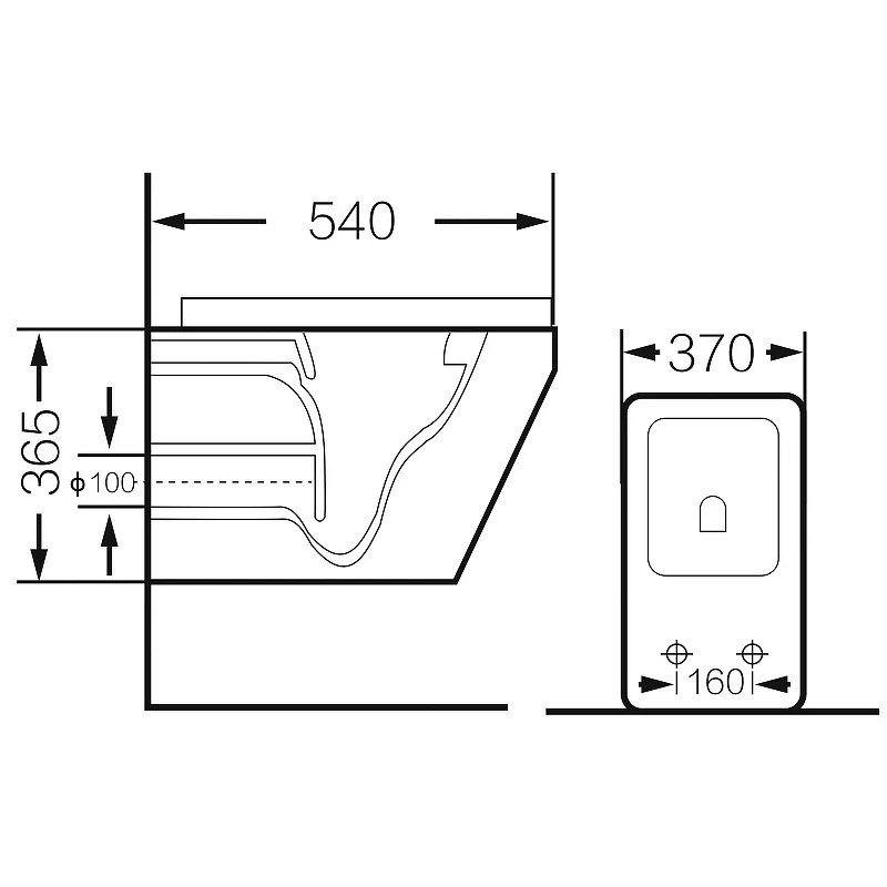 Унитаз GR-4440BMS (540*370*365) ЧЕРНЫЙ МАТОВЫЙ подвесной БЕЗОБОДКОВЫЙ с тонкой крышкой, 1 место