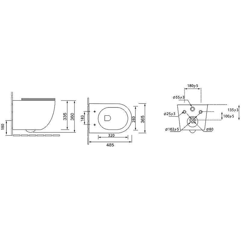 Унитаз GR-4455BLMS Color (485*360*375) СИНИЙ МАТОВЫЙ подвесной БЕЗОБОДКОВЫЙ с тонкой крышкой