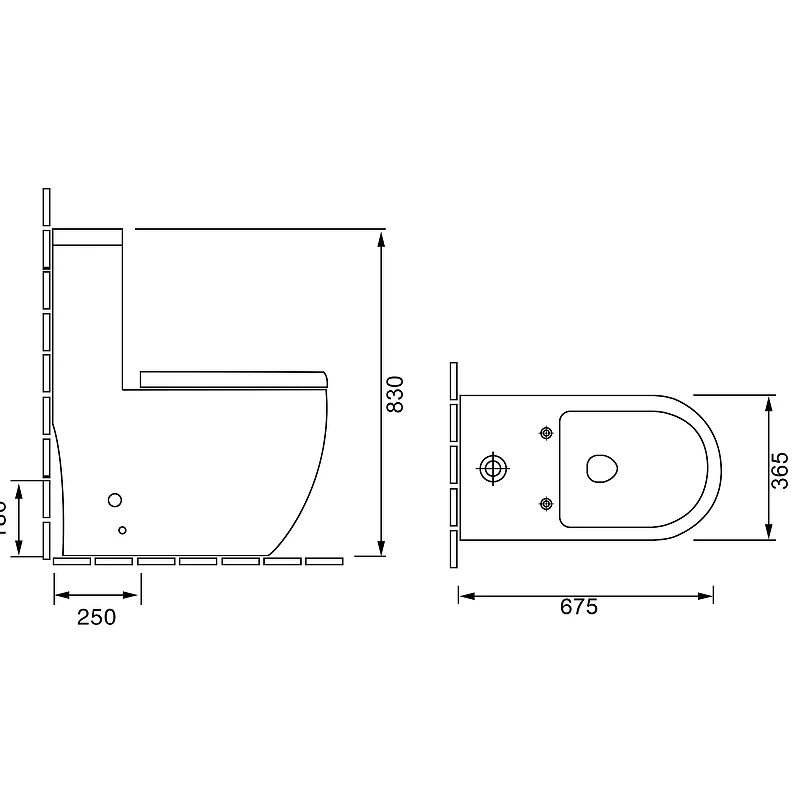 Унитаз GR-4496S Style (675*365*830) МОНОБЛОК напольный с тонкой крышкой, 1 место