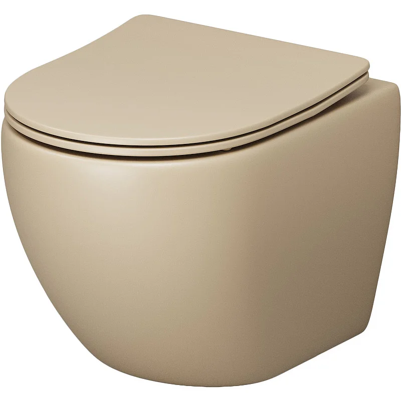 Унитаз GR-4455BEMS Color (485*360*375) БЕЖЕВЫЙ МАТОВЫЙ подвесной БЕЗОБОДКОВЫЙ с тонкой крышкой Унитаз GR-4455BEMS Color (485*360*375) БЕЖЕВЫЙ МАТОВЫЙ подвесной БЕЗОБОДКОВЫЙ с тонкой крышкой