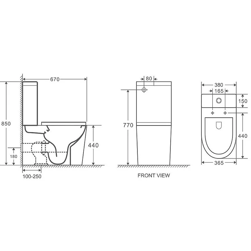 Унитаз GR-4449BMS (670*380*850) ЧЕРНЫЙ МАТОВЫЙ напольный БЕЗОБОДКОВЫЙ с тонкой крышкой, 2 места