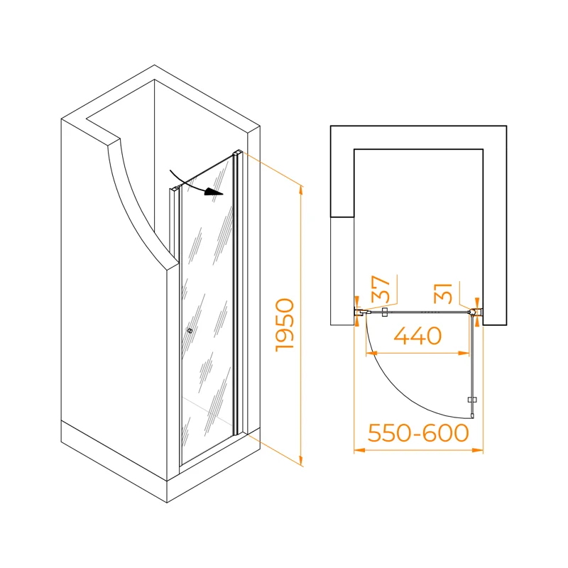 Душевая дверь RGW Dolphin TN-03 54930306-101 60 профиль хром, стекло фабрик