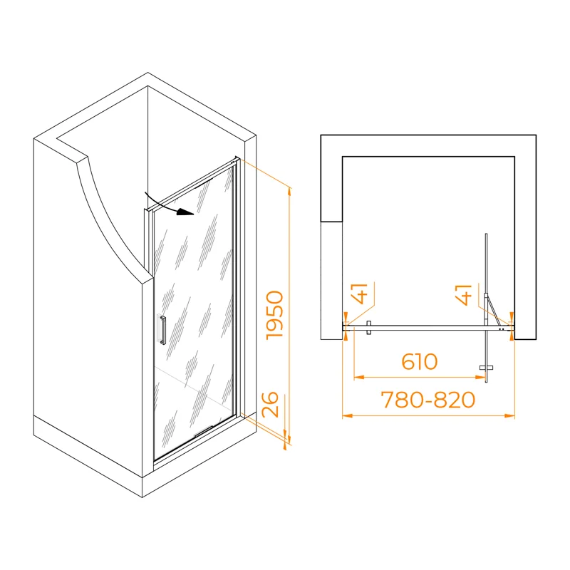 Душевая дверь в нишу RGW SV-05 Stilvoll 70320508-181, 80 см, стекло матовое с рисунком, профиль хром
