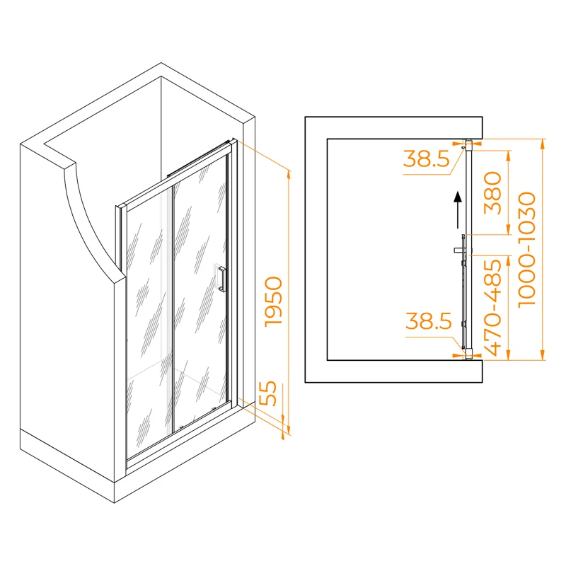 Душевая дверь в нишу RGW Passage PA-016 350801610-11, 100 см, стекло прозрачное, профиль хром