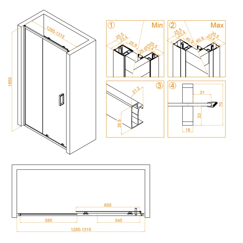 Душевая дверь RGW Classic CL-14 130 32091413-11 профиль Хром стекло прозрачное