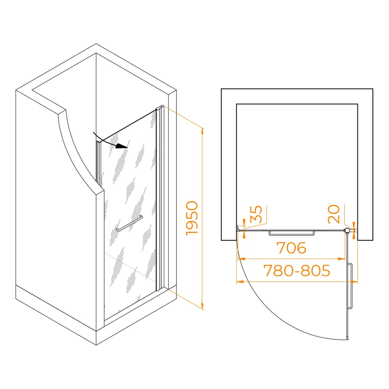 Душевая дверь в нишу RGW Passage PA-103W 020810308-25, 80 см, стекло матовое-сатинат, профиль белый