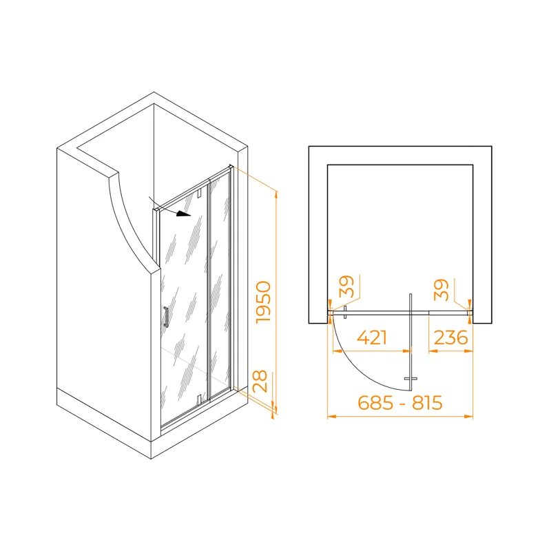 Душевая дверь RGW Passage 350800878-11 70х195 стекло прозрачное профиль хром глянцевый