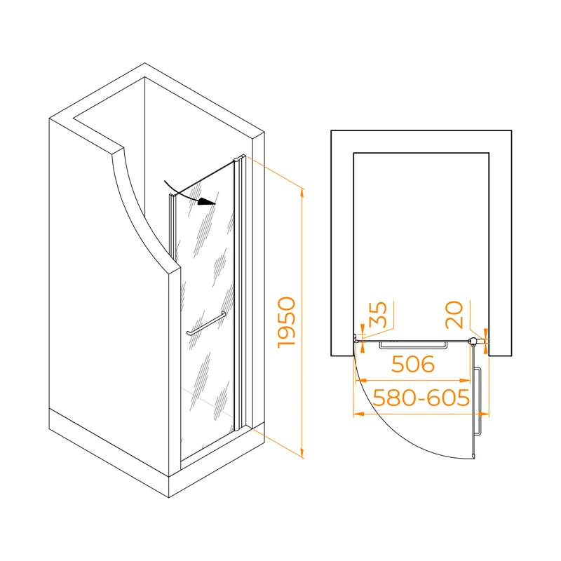 Душевая дверь в нишу RGW Passage PA-103 020810306-21, 60 см, стекло матовое-сатинат, профиль хром