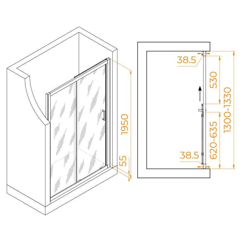 Душевая дверь в нишу RGW Passage PA-016 350801613-11, 130 см, стекло прозрачное, профиль хром