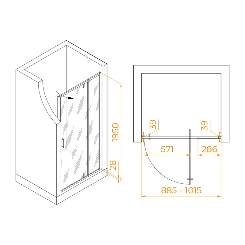 Душевая дверь RGW PA-008B, 90 х 195 см, стекло прозрачное, профиль черный, 350800890-14
