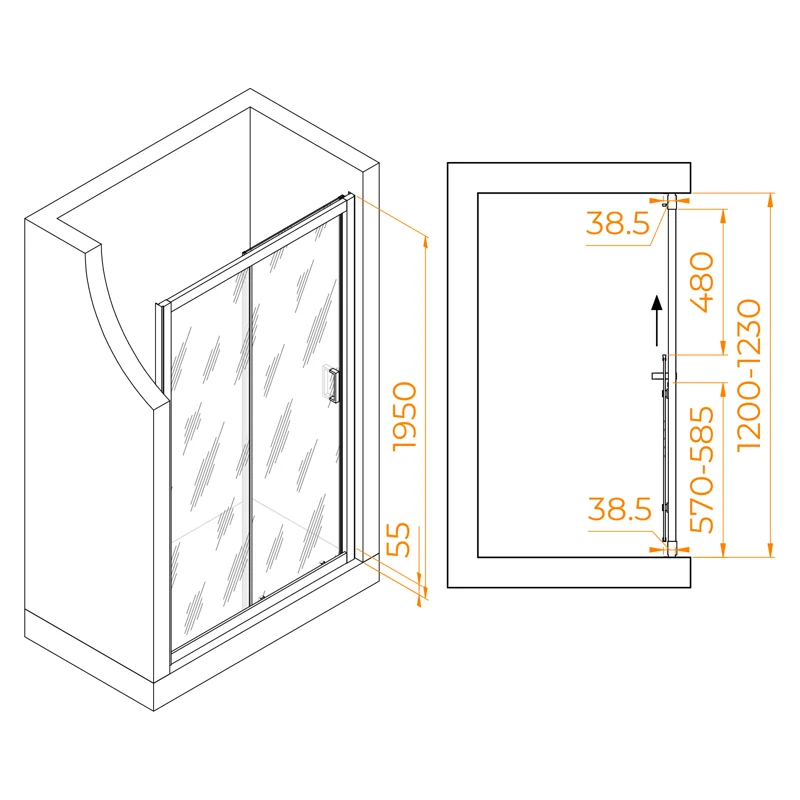 Душевая дверь в нишу RGW Passage PA-016 350801612-21, 120 см, стекло матовое-сатинат, профиль хром