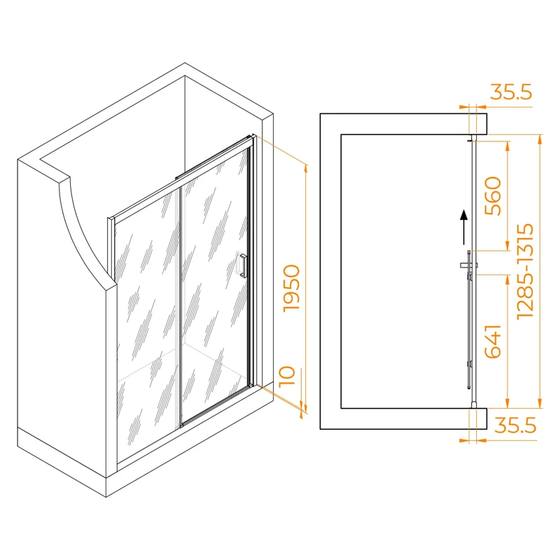 Душевая дверь RGW PA-017B, 130 х 195 см, стекло прозрачное, профиль черный, 350801713-14
