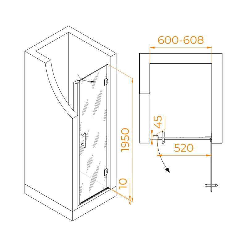 Душевая дверь RGW Hotel HO-011 60 350601106-11 профиль Хром стекло прозрачное