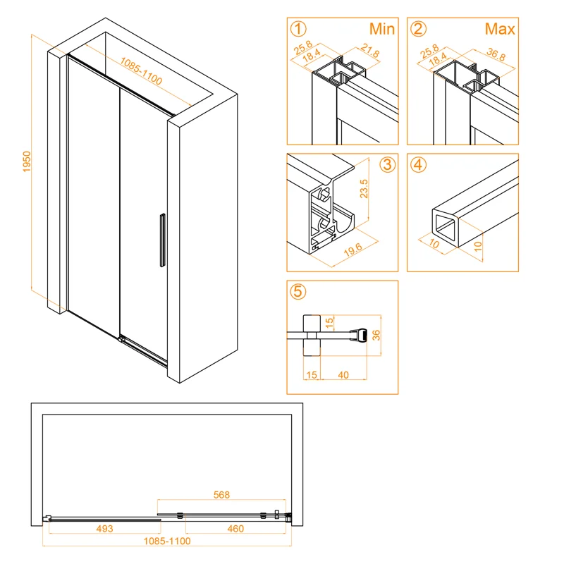 Душевая дверь в нишу RGW Stilvoll SV-12 110 профиль Хром стекло прозрачное