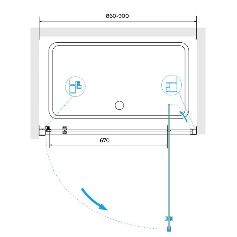 Душевая дверь RGW PA-105, 90 х 185 см, стекло прозрачное, профиль хром, 410810509-11