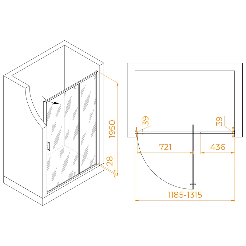 Душевая дверь RGW Passage 350800813-21 120х195 стекло матовое профиль хром глянцевый