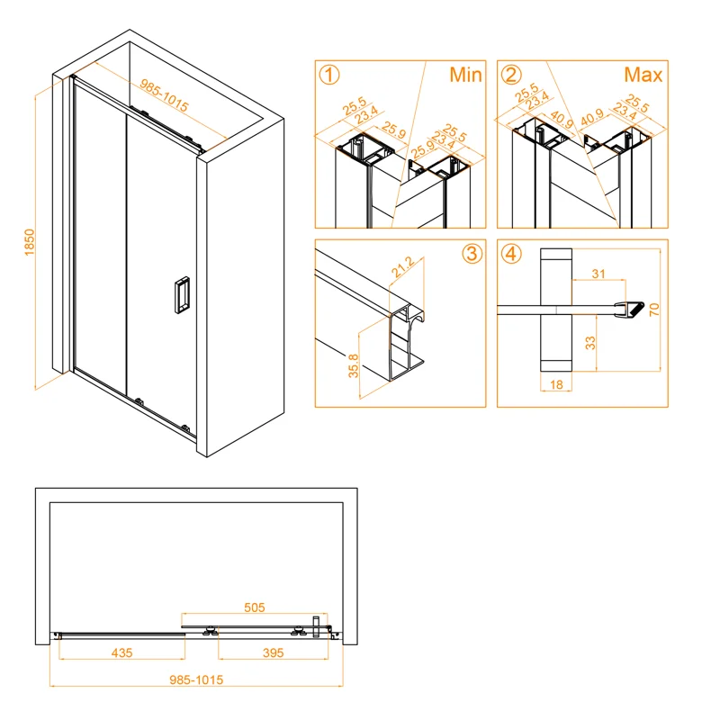 Душевая дверь RGW Classic 32091410-14 100х185 стекло прозрачное профиль черный
