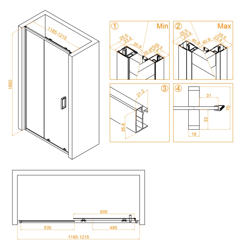 Душевая дверь RGW Classic 32091412-11 120х185 стекло прозрачное профиль хром глянцевый