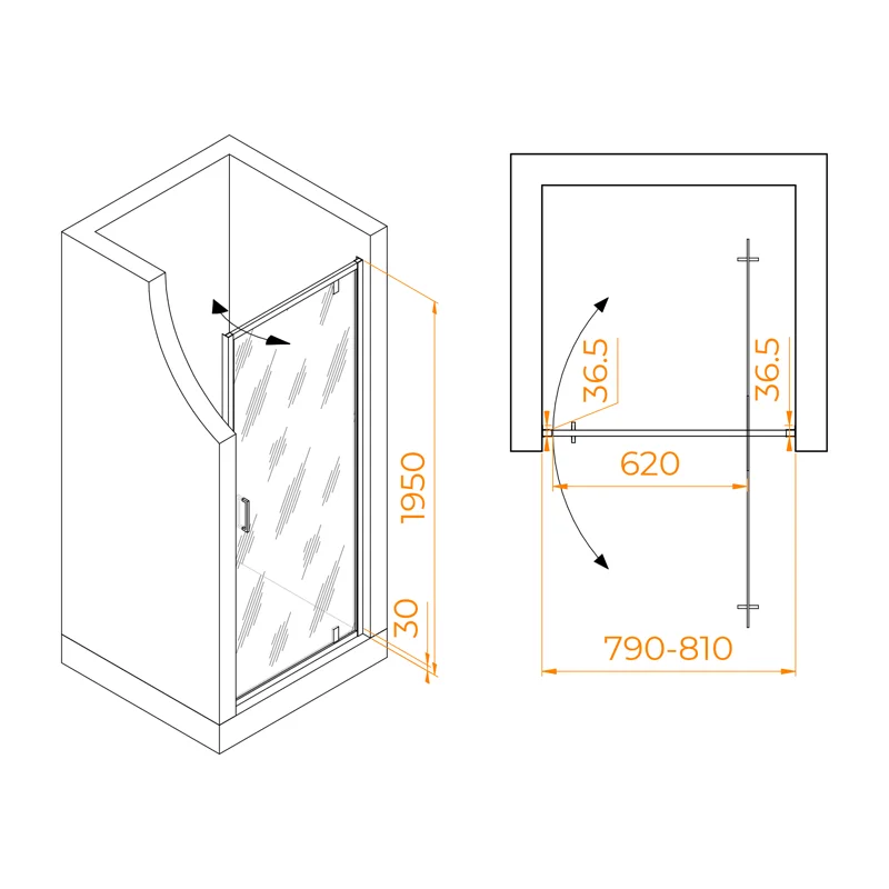 Душевая дверь RGW Leipzig 711210208-11 80х195 стекло прозрачное профиль хром глянцевый