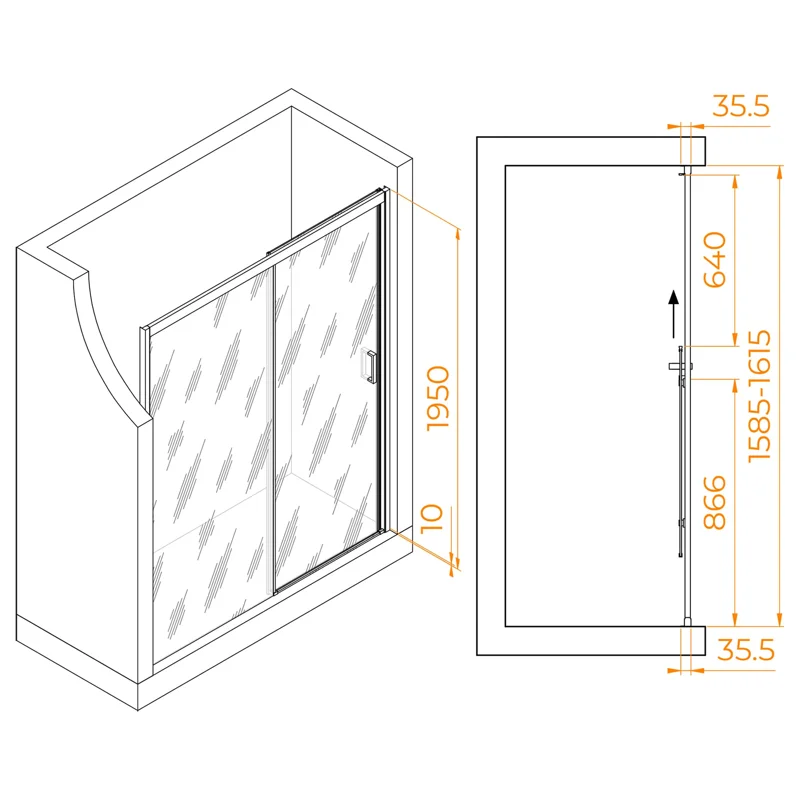 Душевая дверь RGW PA-017, 160 х 195 см, стекло прозрачное, профиль хром, 350801716-11